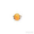 18kt Gold Fire Opal and Diamond Ring