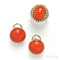 14kt Gold and Coral Earrings and Ring