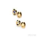 18kt Gold Gemset Cuff Links