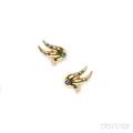 18kt Gold Gemset Earclips Verdura
