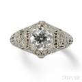 Art Deco Platinum and Diamond Solitaire