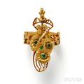 Art Nouveau 18kt Gold and Demantoid Garnet Ring