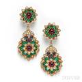 18kt Gold Gemset DayNight Earpendants Van Cleef  Arpels