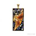 18kt Gold Hardstone and Enamel Pendant