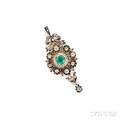 Antique Emerald and Diamond PendantBrooch