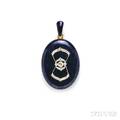 Antique 18kt Gold Enamel and Diamond Locket
