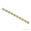 Arts and Crafts 14kt Gold and Jade Bracelet