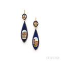 Antique Gold and Micromosaic DayNight Earpendants