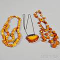 Amber Pendant and Two Necklaces