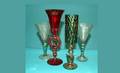 221 Four Vintage Murano Stem Glasses a green with gi