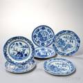 Six Export Blue and White Plates