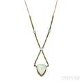 Antique 15kt Gold Opal and Demantoid Garnet Necklace