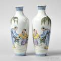 Pair of Famille Rose Cabinet Vases