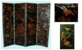 1324 Antique 4Panel Leather scene with HandPainted C