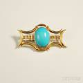 14kt Gold and Turquoise Brooch