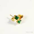 Pair of Tiffany  Co 18kt Gold and Emerald Earstuds