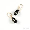 14kt Rose Gold Onyx and Diamond Earrings