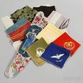 Four Military Insignia and Six Ladys Silk Lace and Cotton Handkerchiefs