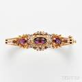 14kt Gold Garnet and Diamond Bangle