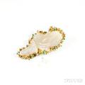 18kt Gold and Carved Opal PendantBrooch