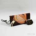 Judith Leiber Brown Suede and Snakeskin Patchwork Handbag