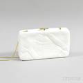 Judith Leiber White Leather Stitched Clutch