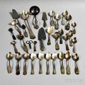 Approximately Thirtytwo Pieces of Coin Silver Spoons and Serving Pieces