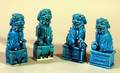 309 Two Pairs of Chinese Glazed Turquoise Foo Dogs Sea