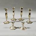 Three Pairs of Sterling Silver Weighted Candlesticks