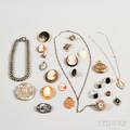 Group of Cameo Jewelry and Gemset rings