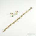 14kt Yellow Gold and Jade Bracelet and Earclips