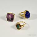 Three 14kt Gold Gemset Rings