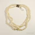 Triplestrand Cultured Pearl Necklace
