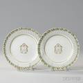 Pair of Export Porcelain Reticulated Armorial Plates