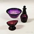 Three Amethyst Glass Items