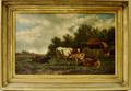 Attributed to Sara North American 19th Century Landscape with Cattle by a Farm