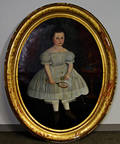 American School 19th Century Portrait of a Girl with a Racket and Shuttlecock