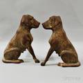 Pair of Liberty Foundry Cast Iron Hound Andirons