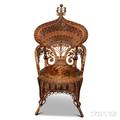 Ornate Polychrome Wicker Armchair