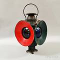 Painted Tin and Glass Railroad Lantern