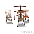 Three Bambooturned Windsor Chairs and a Redpainted Drying Rack