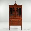Mahogany and Mahogany Veneer DeskBookcase
