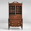 Mahogany and Mahogany Veneer Glazed DeskBookcase