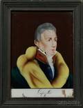Framed Reversepainted Glass Tablet Depicting Lafayette