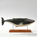 Carved and Painted Wooden Humpback Whale Plaque