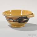 Mochadecorated Yellowware Doublehandled Bowl