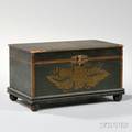 Greenpainted and Gilt Stencildecorated Rectangular Box
