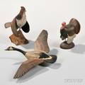 Three Carved and Painted Birds