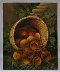 American School 19th Century Still Life with Overturned Basket of Peaches