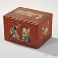 Redpainted Slidelid Box with Chinoiserie Design